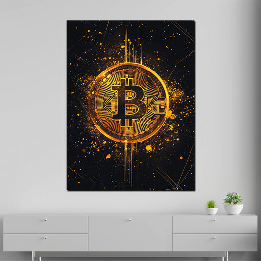 Quadro Bitcoin Pop Art criptovaluta successo soldi moderno