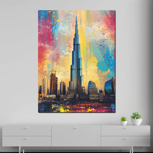 Quadro Dubai Burj Khalifa arte pop colorato
