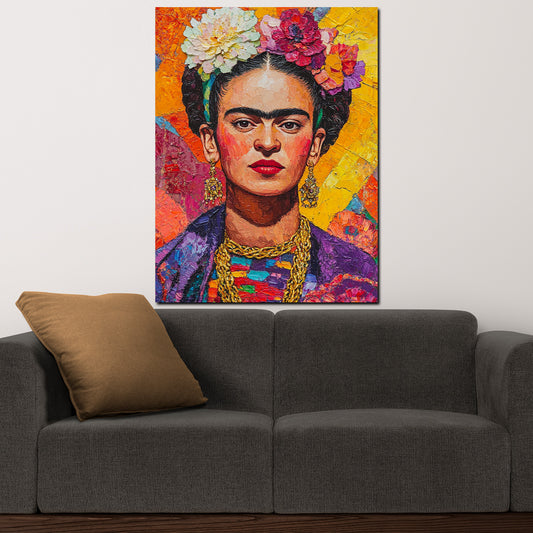 Quadro Frida dipinto artistico colorato stile vibrante
