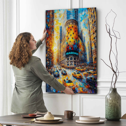 Quadro New York Wall Street borsa taxi metropoli