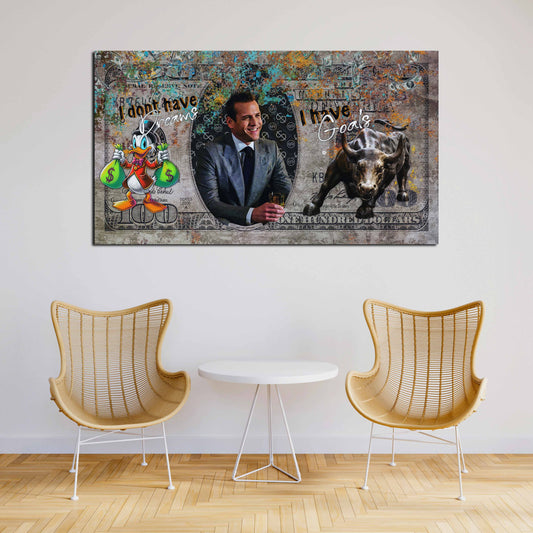 Quadro Pop Art denaro successo motivazione stile Harvey