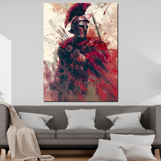 Quadro Spartano guerriero armatura rossa arte antica