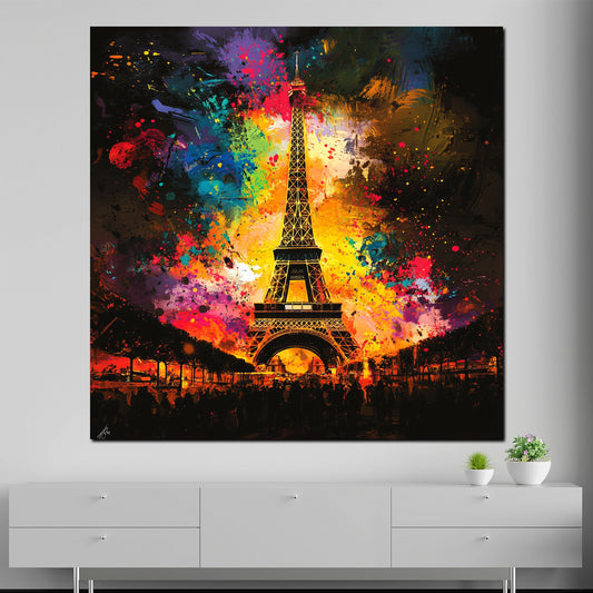 Quadro astratto Parigi Torre Eiffel Pop Art colorato