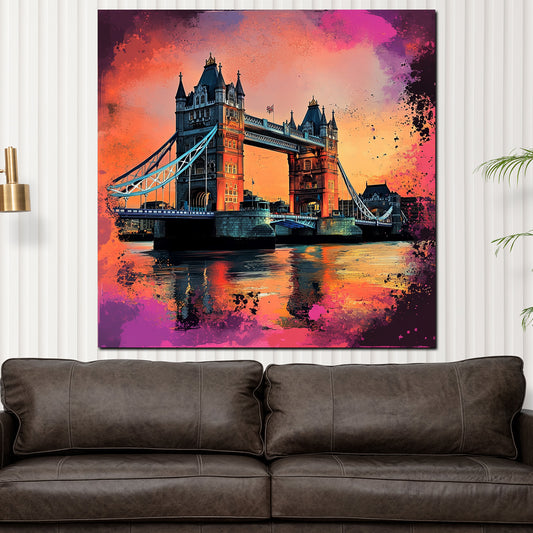 Quadro astratto Tower Bridge Londra skyline arte Pop Art moderna