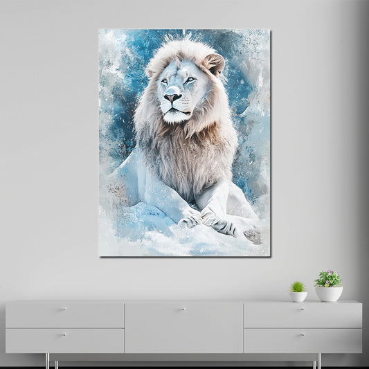 Quadro astratto leone bianco arte moderna