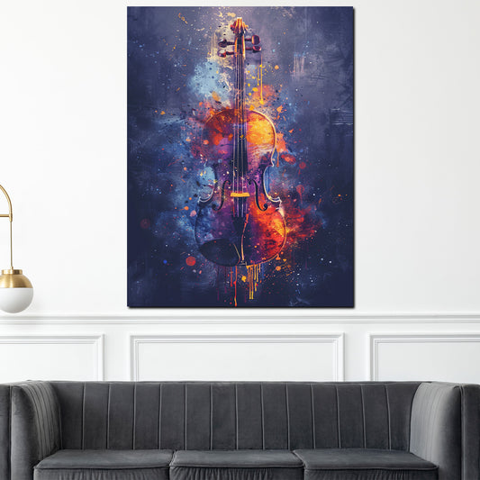 Quadro astratto violino colorato arte musicale Pop Art moderna