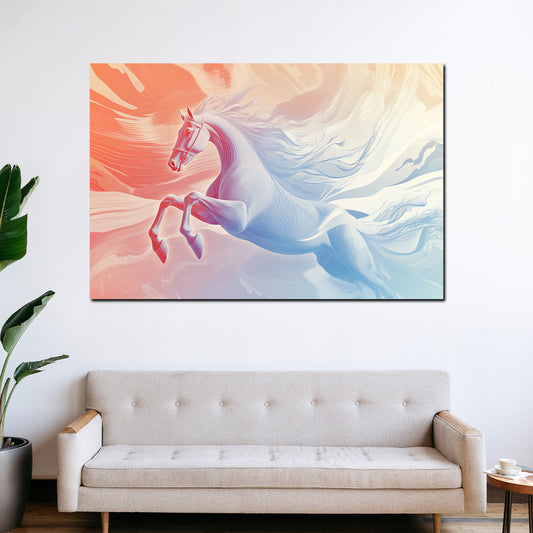 Quadro cavallo elegante surreale colori pastello
