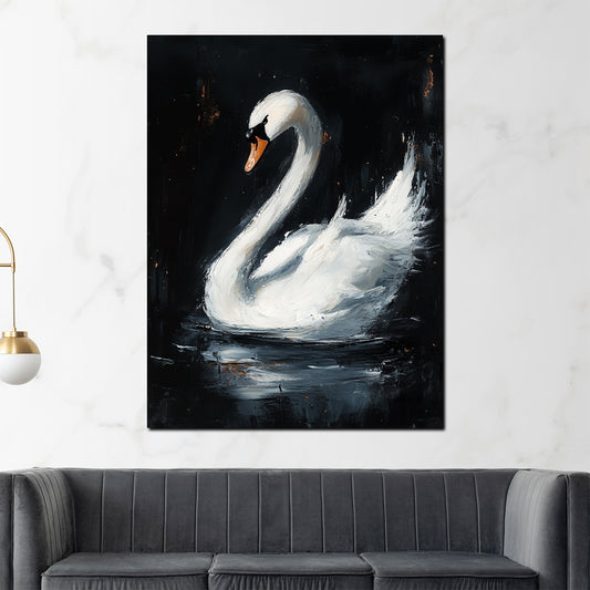 Quadro cigno elegante in acqua scura grazia natura stile moderno