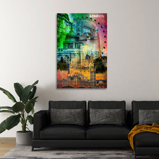 Quadro città Londra pop art attrazioni famose