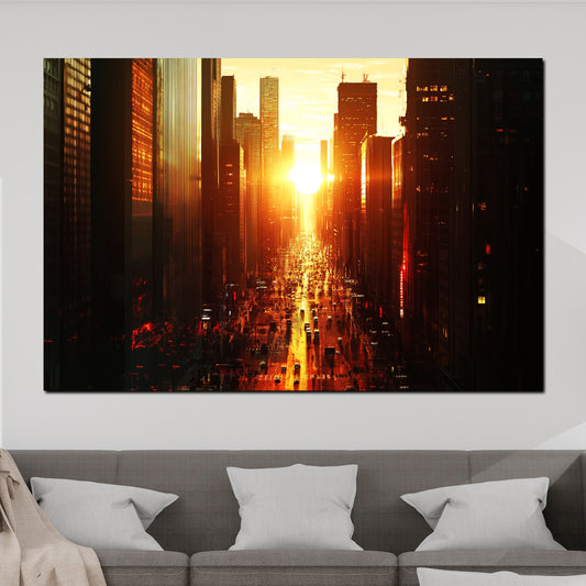 Quadro città New York tramonto skyline moderna