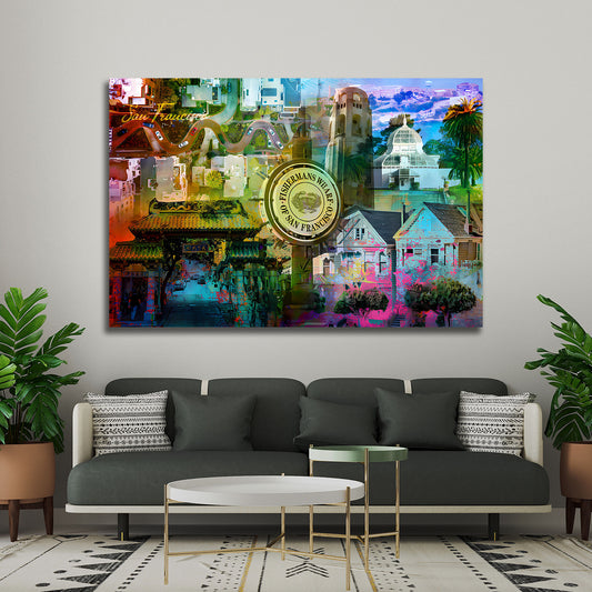 Quadro città San Francisco USA quartieri famosi architettura colorata moderna