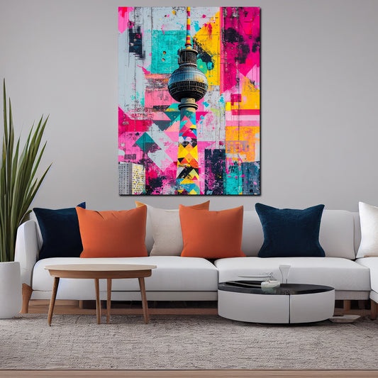 Quadro città pop art berlino torre della televisione colorato urbano