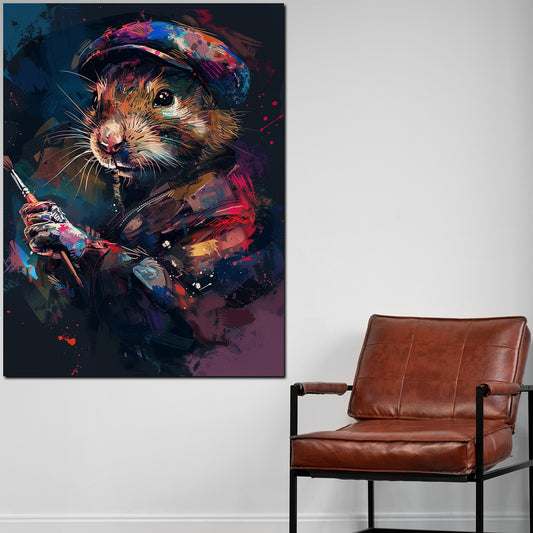 Quadro criceto pittore pop art colorato moderno