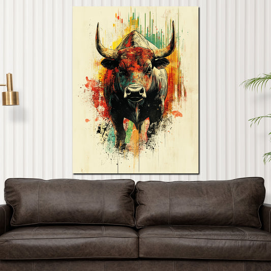 Quadro denaro e successo borsa toro colorato motivazione