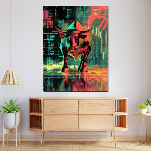 Quadro denaro e successo toro borsa moderno motivazione