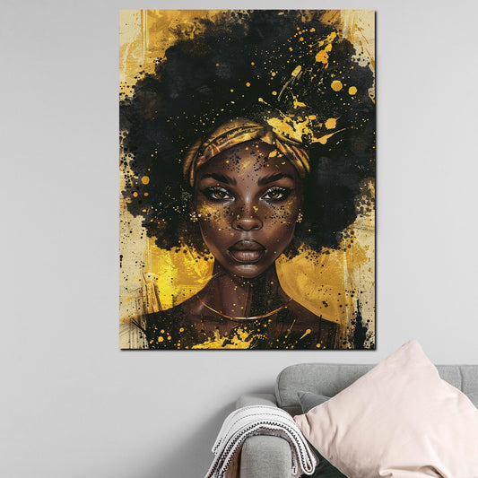 Quadro donna afroamericana oro arte moderna