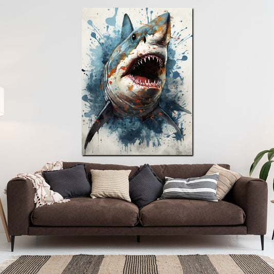 Quadro moderno Squalo bianco Blue Splash