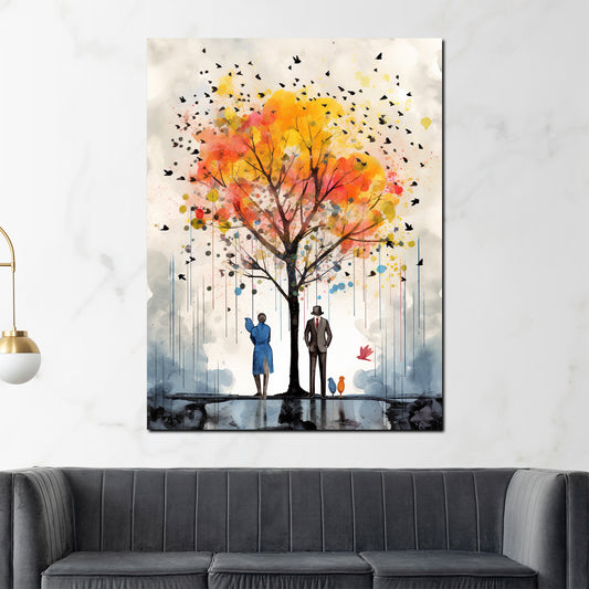 Quadro moderno albero autunnale astratto Painting Style