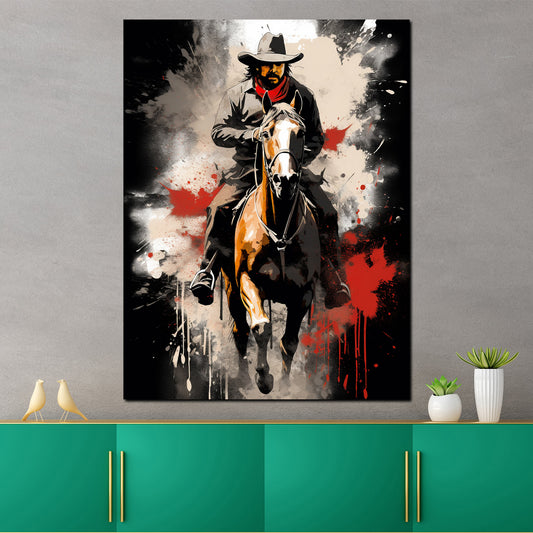 Quadro cowboy west style a cavallo