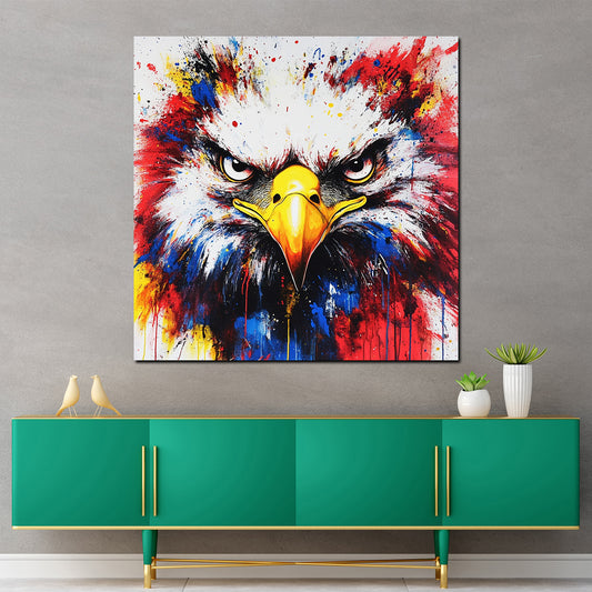 Quadro pop art aquila potente colorata moderna