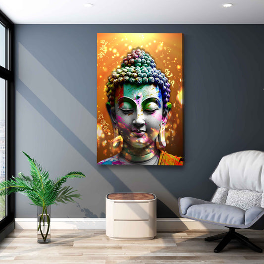 Quadro pop art buddha illuminazione colori armonia spiritualità