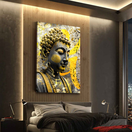 Quadro pop art buddha serenità oro spiritualità moderno