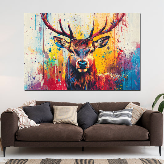 Quadro pop art cervo colorato moderno
