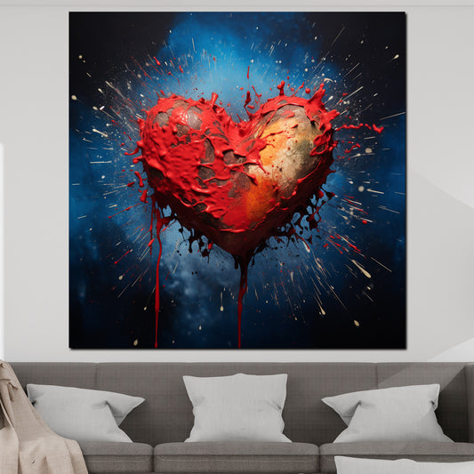 Quadro pop art cuore rosso esplosione emozione
