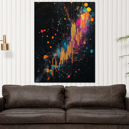 Quadro pop art finanza grafico azionario moderno