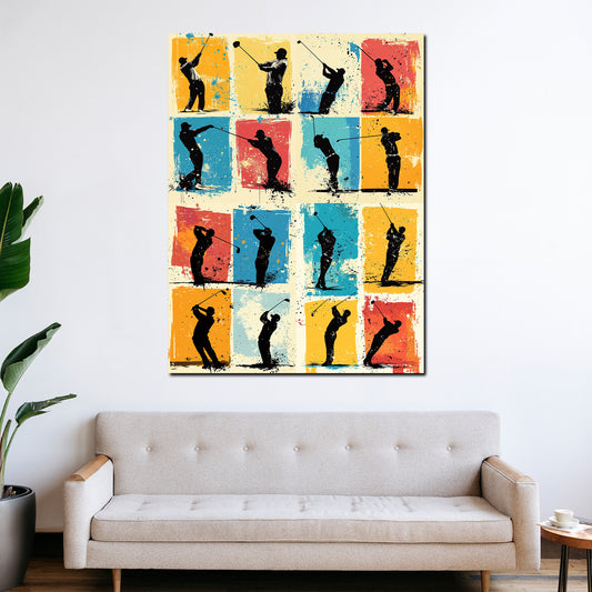 Quadro pop art golfista colorato moderno