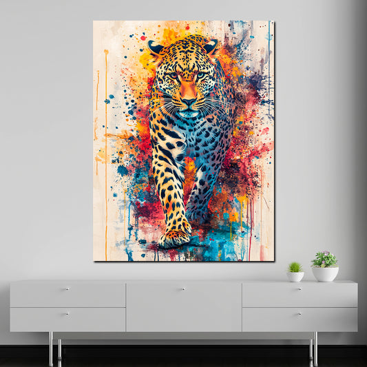 Quadro pop art leopardo potente colorato moderno