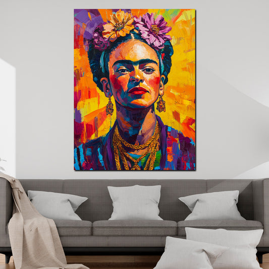 Quadro ritratto Frida colorato moderno Pop Art
