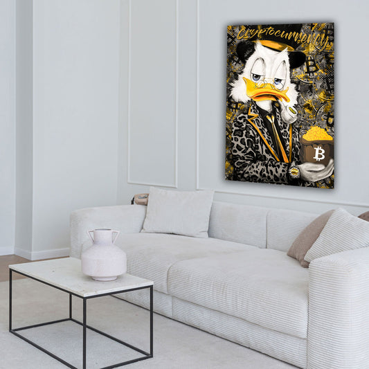 Quadro stampa su tela Zio Paperone Pop Art Comic Gold Edition