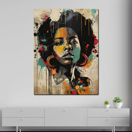 Quadro street art African Woman ritratto colorato