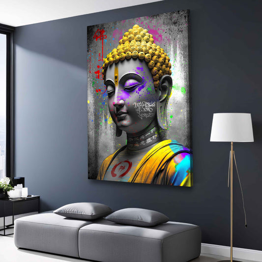 Quadro street art buddha figura spiritualità moderno