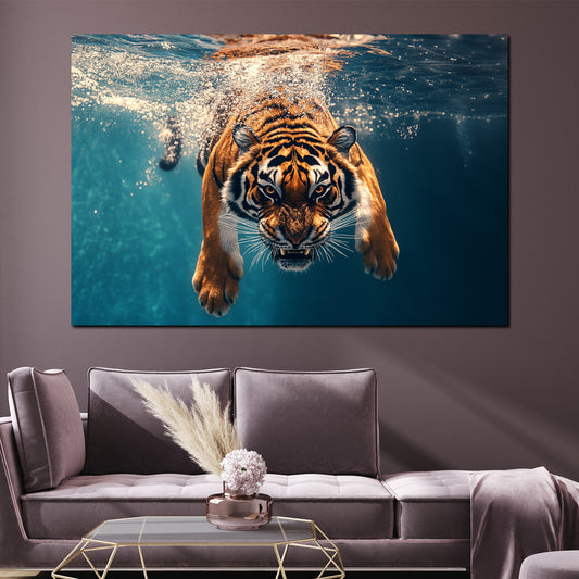 Quadro tigre sott'acqua forza animale selvaggio dinamico moderno
