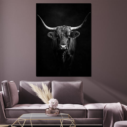 Quadro toro bianco e nero forza energia moderno
