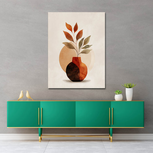 Vaso minimalista con foglie secche stile boho quadro