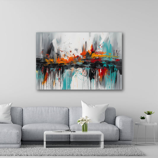 Astratta colori arancione turchese nero quadro