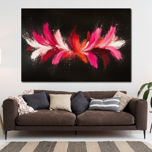 Astratto pennellate floreali su sfondo nero quadro