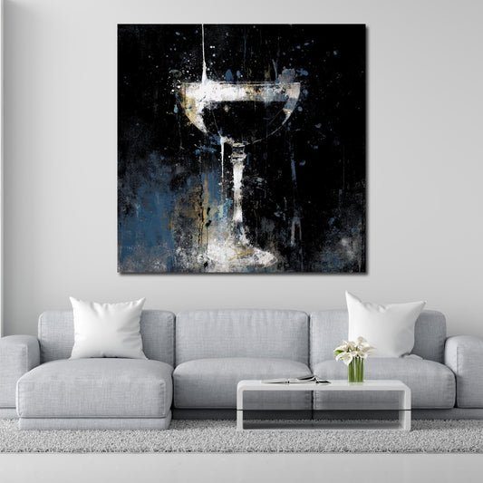 Calice champagne arte astratta elegante scura quadro