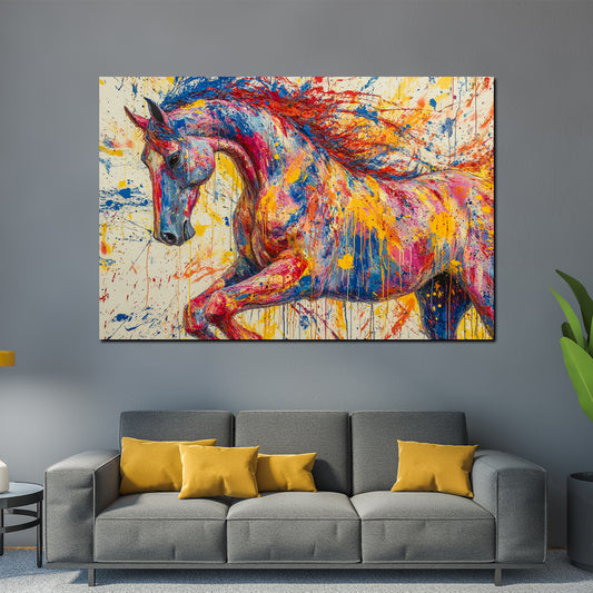 Cavallo Pop Art dinamico colorato pittura quadro
