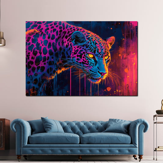 Leopardo pop art ritratto colori vivaci quadro