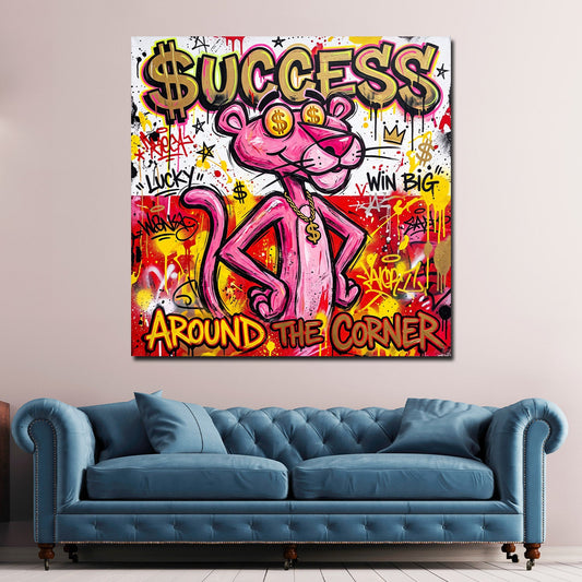 Quadro felino rosa Success Pop Art in ufficio