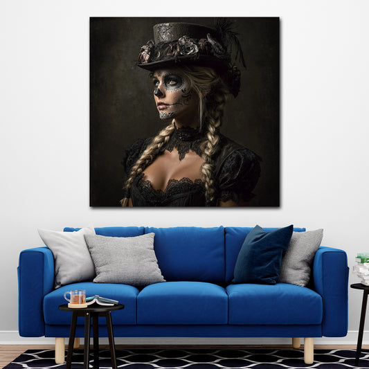 La Catrina donna gotica trucco teschio arte dark quadro