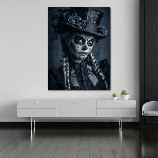 La Catrina ritratto dark con trucco teschio quadro