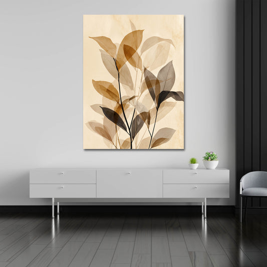 Foglie trasparenti beige natura botanica minimal quadro