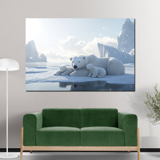 Orsi polari artico neve famiglia quadro