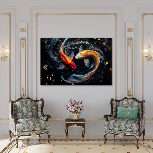 Pesce koi astratto dai colori decisi e brillanti quadro