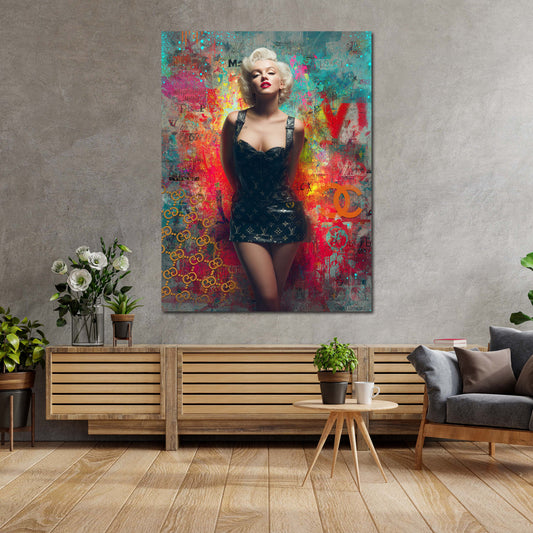 Pop Art Marilyn fashion su sfondo colorato quadro